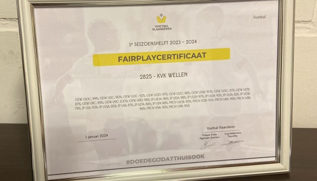 FairPlay certificaat 1e seizoenshelft 2023-2024
